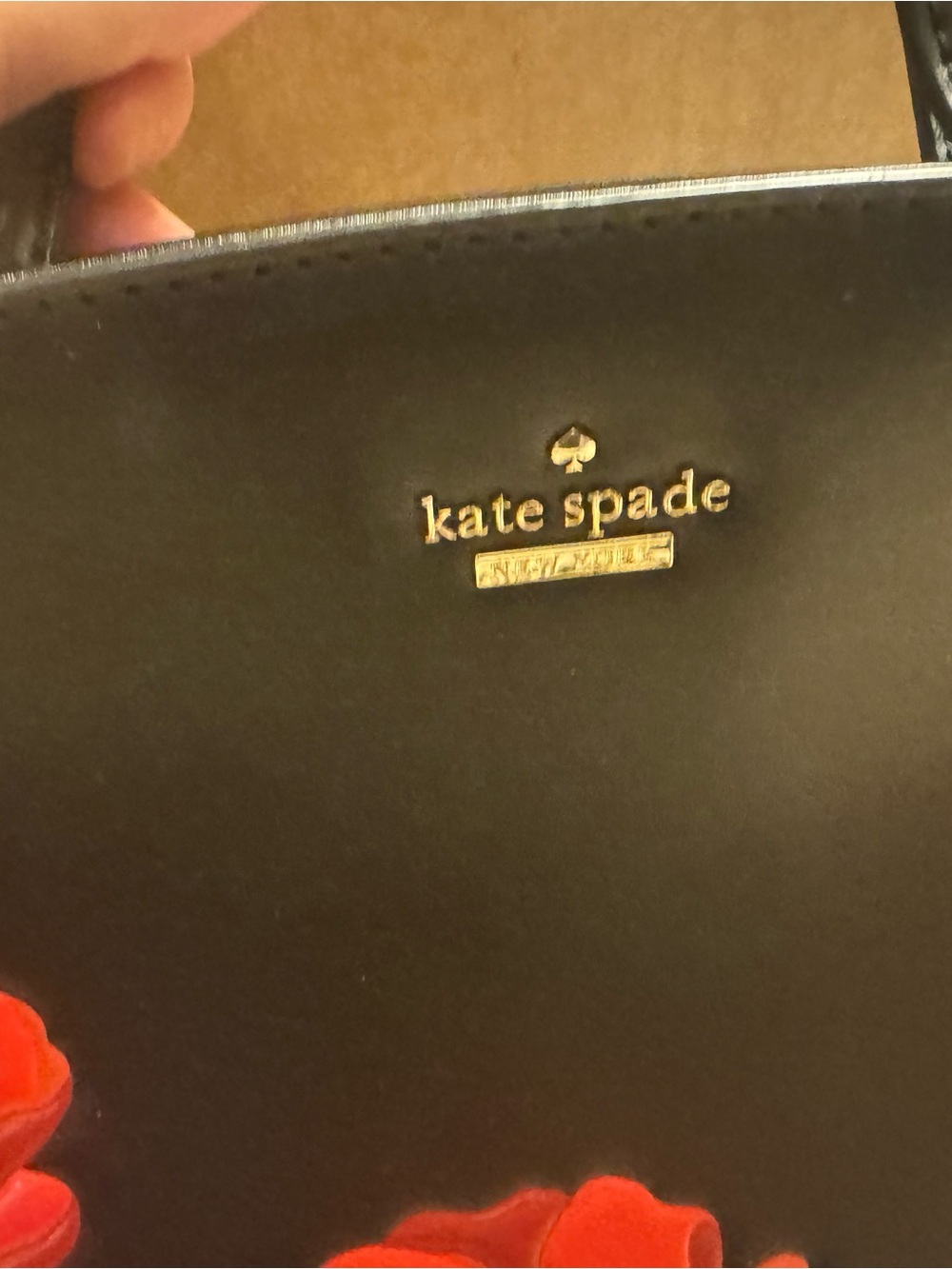Kate Spade Rare "Ooh La La" Poppy Lottie Leather Satchel Bag Black Red - Picture 11 of 14